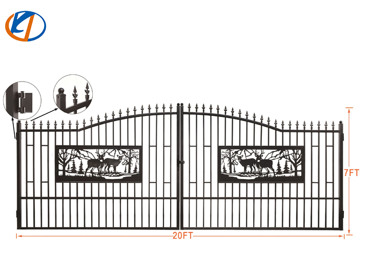 K0720-1   7FT(H) x 20FT(L) Metal Farm Driveway Gate