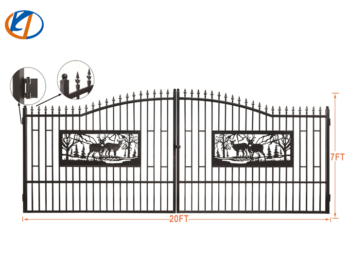K0720-6 7FT(H) x 20FT(L) Metal Farm Driveway Gate