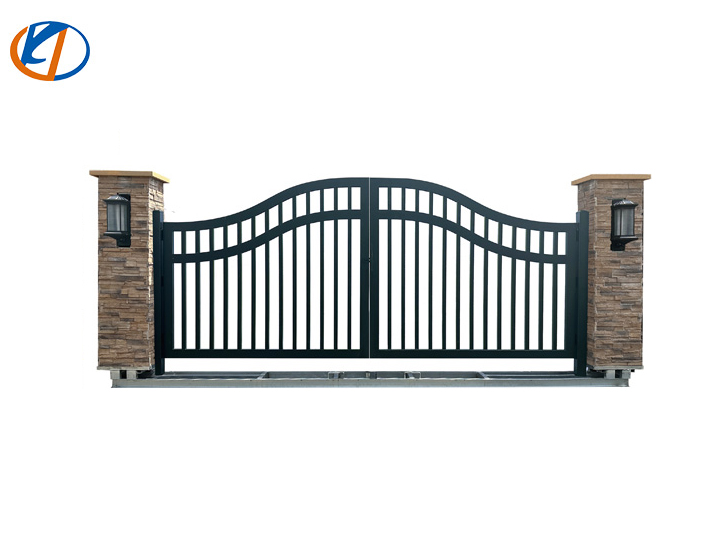 K0734 20FT Stone Post Metal Farm Driveway Gate
