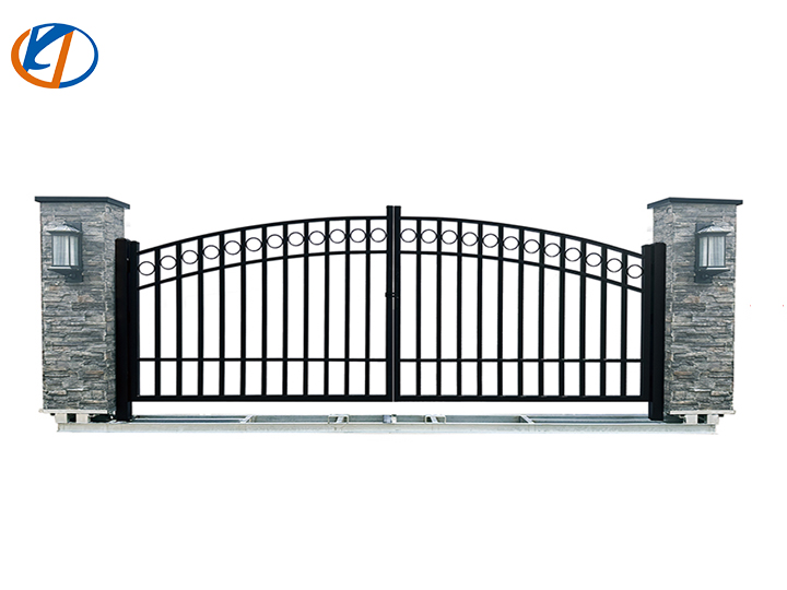K0733C 20FTx7FT Stone Post Metal Farm Driveway Gate
